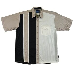 Vintage Wrangler Shirt Mens Large Western Short Sleeve Colorblock 90s Black Tan